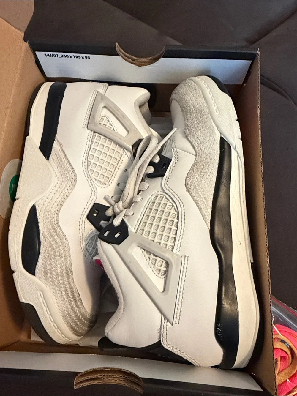 Jordan 4 retro Kids White, Grey & Red Retro Sneakers
